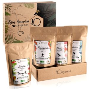 BIO Kaffeebohnen Probierset 1kg | Premium Arabica Kaffee Ganze Bohnen Set 4x250g | Traditionelle Röstung | Kaffee Geschenkset