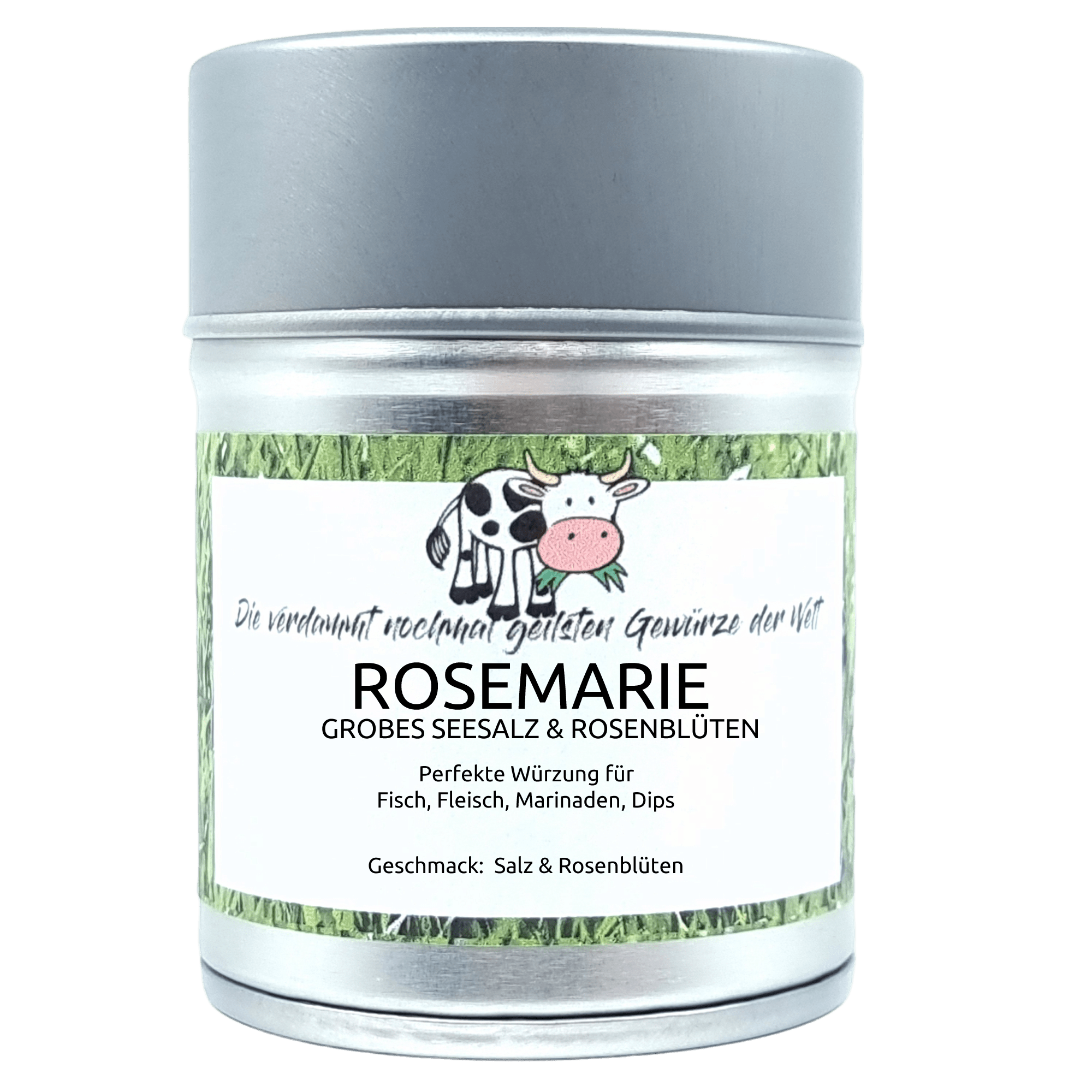 Rosemarie, grobes Seesalz mit Rosenblütenblättern