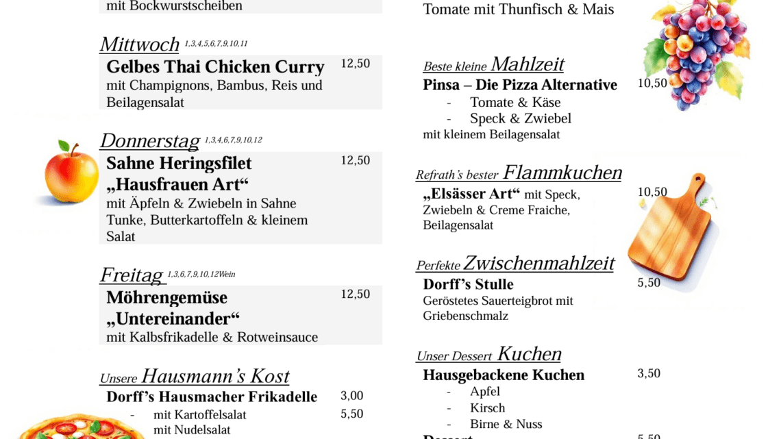 Wochenkarte vom 27.01. bis 31.01. im DORFFladen Refrath