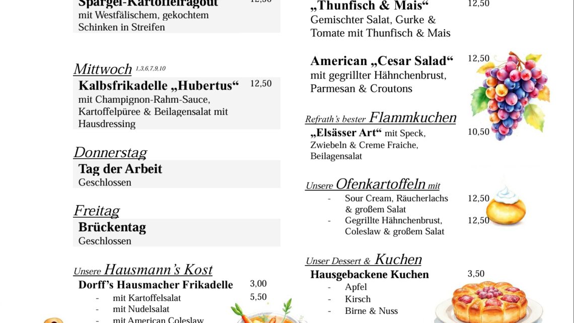 Die kommende Woche läd ein zu leichter Hausmannskost