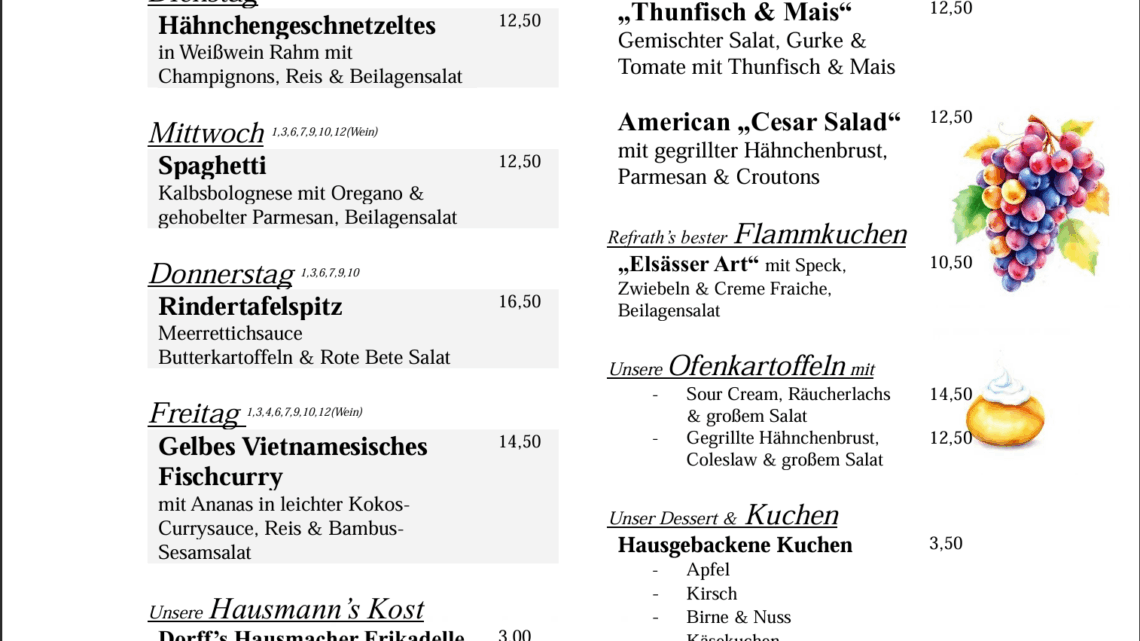 Dorffladen Refrath startet mit saisonaler Wochenkarte: Kulinarische Vielfalt vom Lachs bis zum Kaiserschmarrn ab 02.06.2025