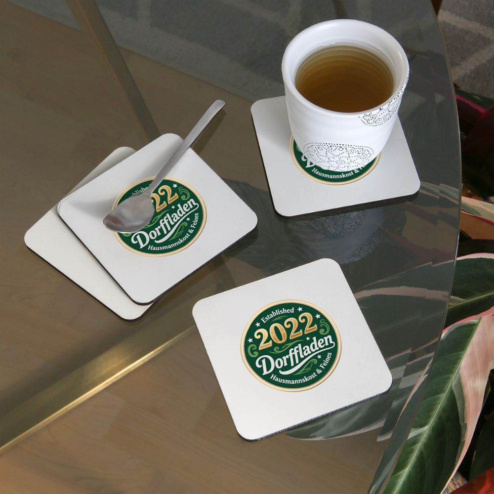 Dorffladen Merch: Untersetzer (4er-Set),.established 2022 – Bild 3