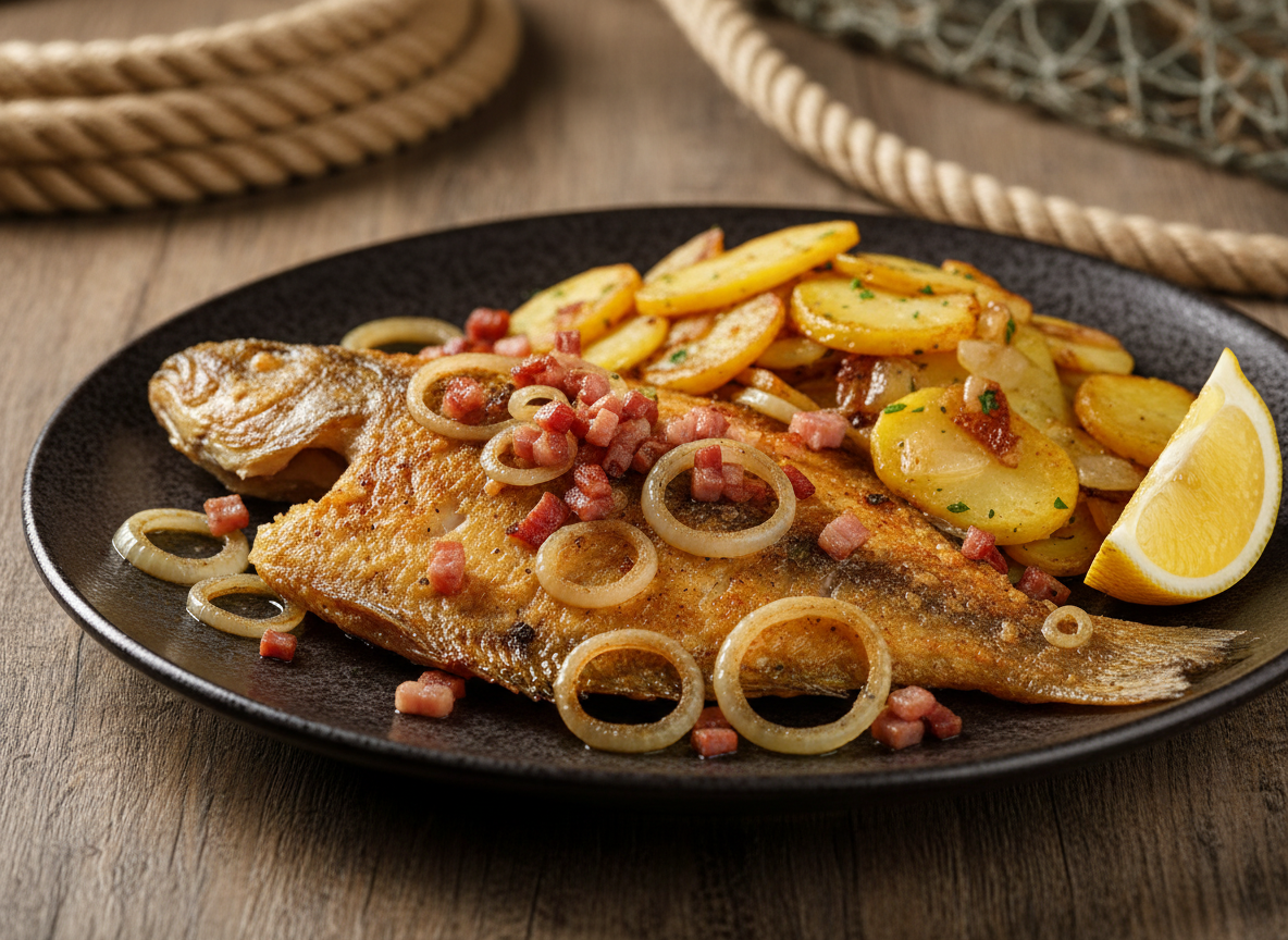 Dorff’s geheime Rezepte: Finkenwerder Scholle mit Speck, Zwiebeln & Bratkartoffeln