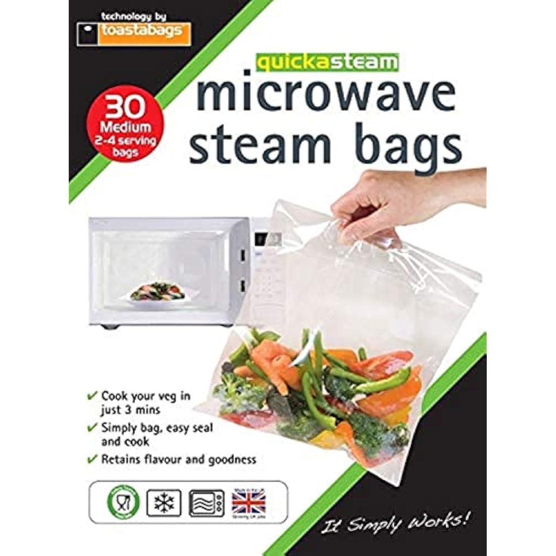quickasteam microwave cooking bags MEDIUM size 30 pack
